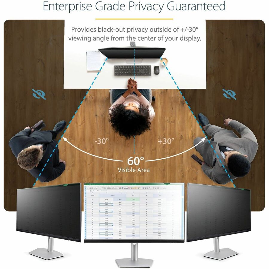 StarTech.com Filtre de confidentialité pour écran d'ordinateur 19,5 pouces 16:9, écran de confidentialité antireflet avec réduction de la lumière bleue de 51 %, angle de vue de +/- 30 degrés 19569-PRIVACY-SCREEN