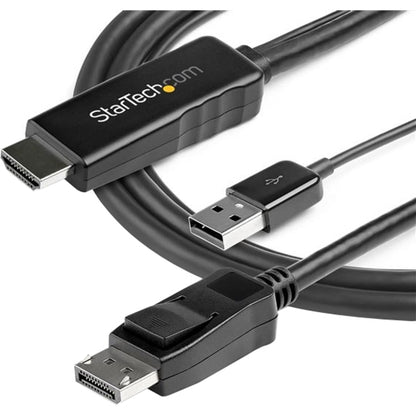 StarTech.com Câble HDMI vers DisplayPort 4K 30 Hz de 2 m (6 pi) - Câble adaptateur HDMI 1.4 vers DP 1.2 actif avec audio - Convertisseur vidéo alimenté par USB HD2DPMM2M