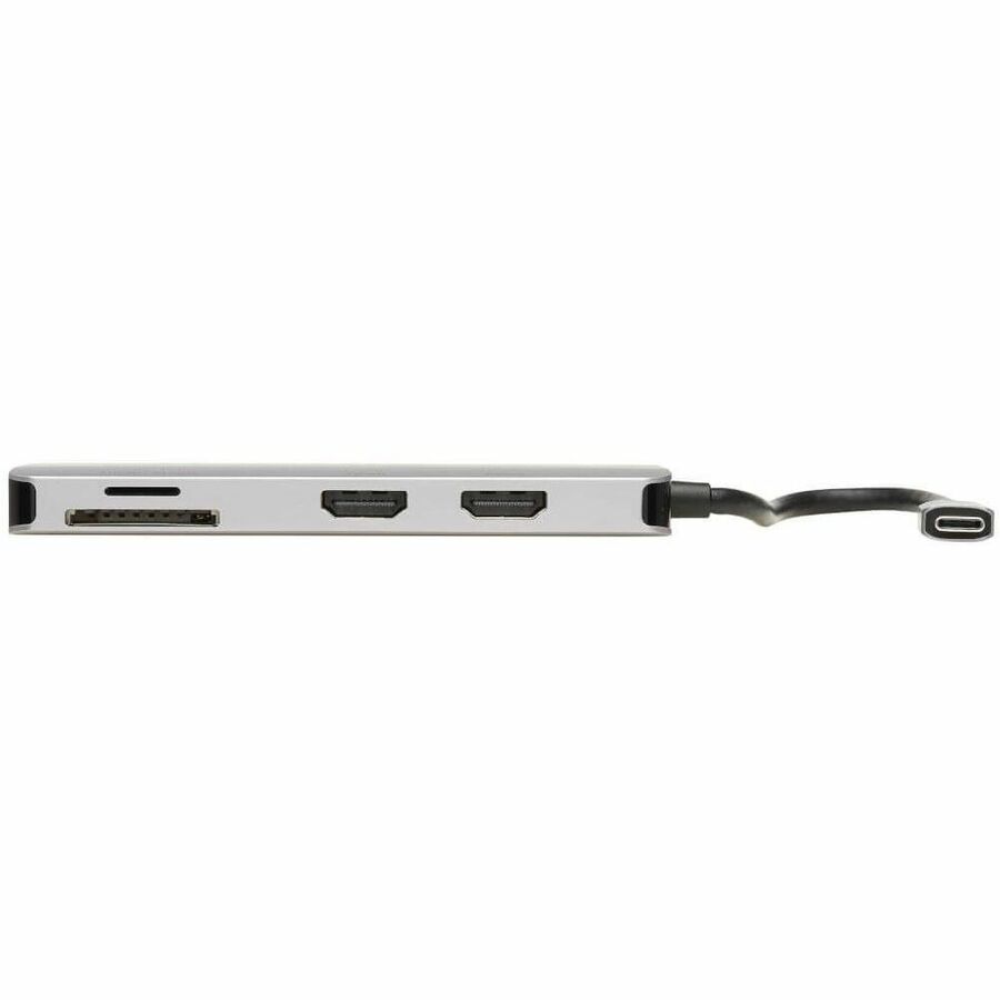 Station d'accueil USB-C Tripp Lite par Eaton, double écran - HDMI 4K 60 Hz, ports de concentrateur USB 3.x (5 Gbit/s), carte mémoire, charge PD 100 W, gris U442-DOCK8-GG