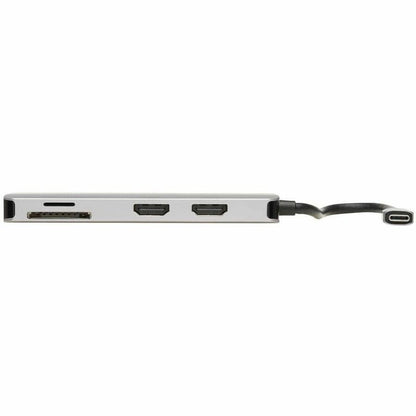 Station d'accueil USB-C Tripp Lite par Eaton, double écran - HDMI 4K 60 Hz, ports de concentrateur USB 3.x (5 Gbit/s), carte mémoire, charge PD 100 W, gris U442-DOCK8-GG