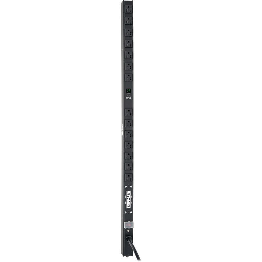 PDU monophasé avec compteur local de 1,5 kW de Tripp Lite par Eaton, prises 100-127 V (14 5-15R), 5-15P, cordon de 15 pi (4,57 m), 0U vertical, 36 po PDUMV15-36