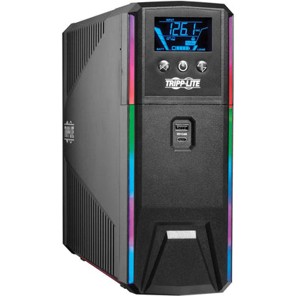 Onduleur de jeu à onde sinusoïdale pure Tripp Lite by Eaton 1500VA 900W 120V - LCD, AVR, LED RVB, chargement USB, économie d'énergie SMART1500PSGLCD