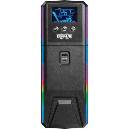 Onduleur de jeu à onde sinusoïdale pure Tripp Lite by Eaton 1500VA 900W 120V - LCD, AVR, LED RVB, chargement USB, économie d'énergie SMART1500PSGLCD
