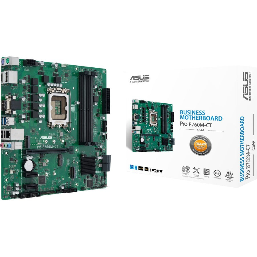 Carte mère industrielle Asus Pro B760M-CT-CSM - Chipset Intel B760 - Socket LGA-1700 - Micro ATX ProB760M-CT-CSM