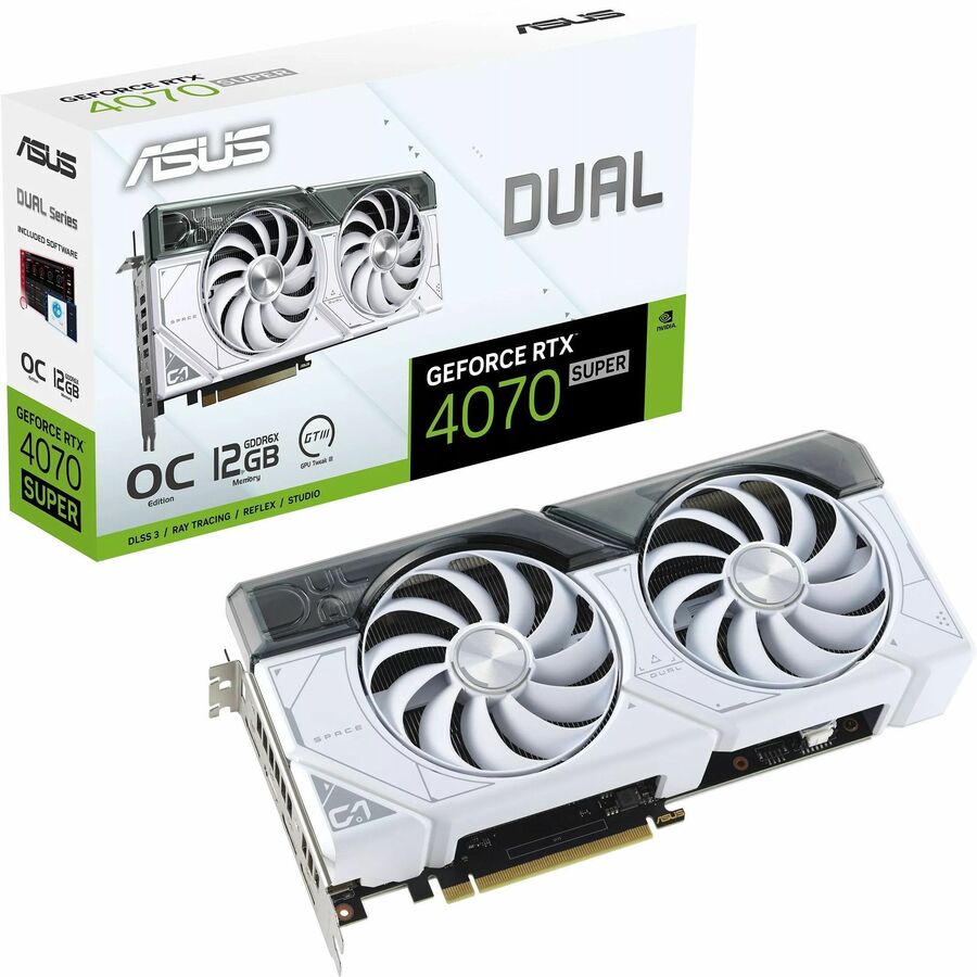 Carte graphique Asus NVIDIA GeForce RTX 4070 SUPER - 12 Go GDDR6X DUAL-RTX4070S-O12G-WHITE