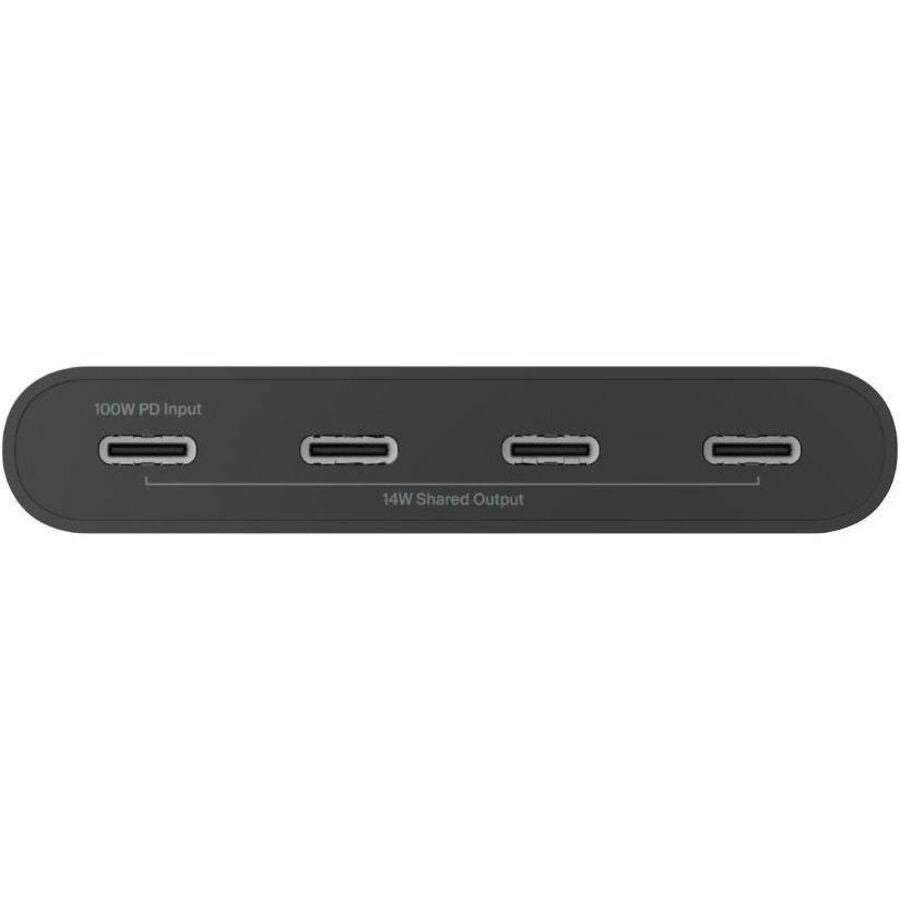 Belkin Connect USB-C Hub 4 ports, adaptateur Dongle, 4 ports USB-C et 100 W PD Transfert de données max 10 Gbit/s Mac/Chromebook AVC018BTBK
