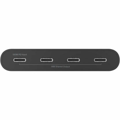 Belkin Connect USB-C Hub 4 ports, adaptateur Dongle, 4 ports USB-C et 100 W PD Transfert de données max 10 Gbit/s Mac/Chromebook AVC018BTBK