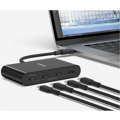 Belkin Connect USB-C Hub 4 ports, adaptateur Dongle, 4 ports USB-C et 100 W PD Transfert de données max 10 Gbit/s Mac/Chromebook AVC018BTBK
