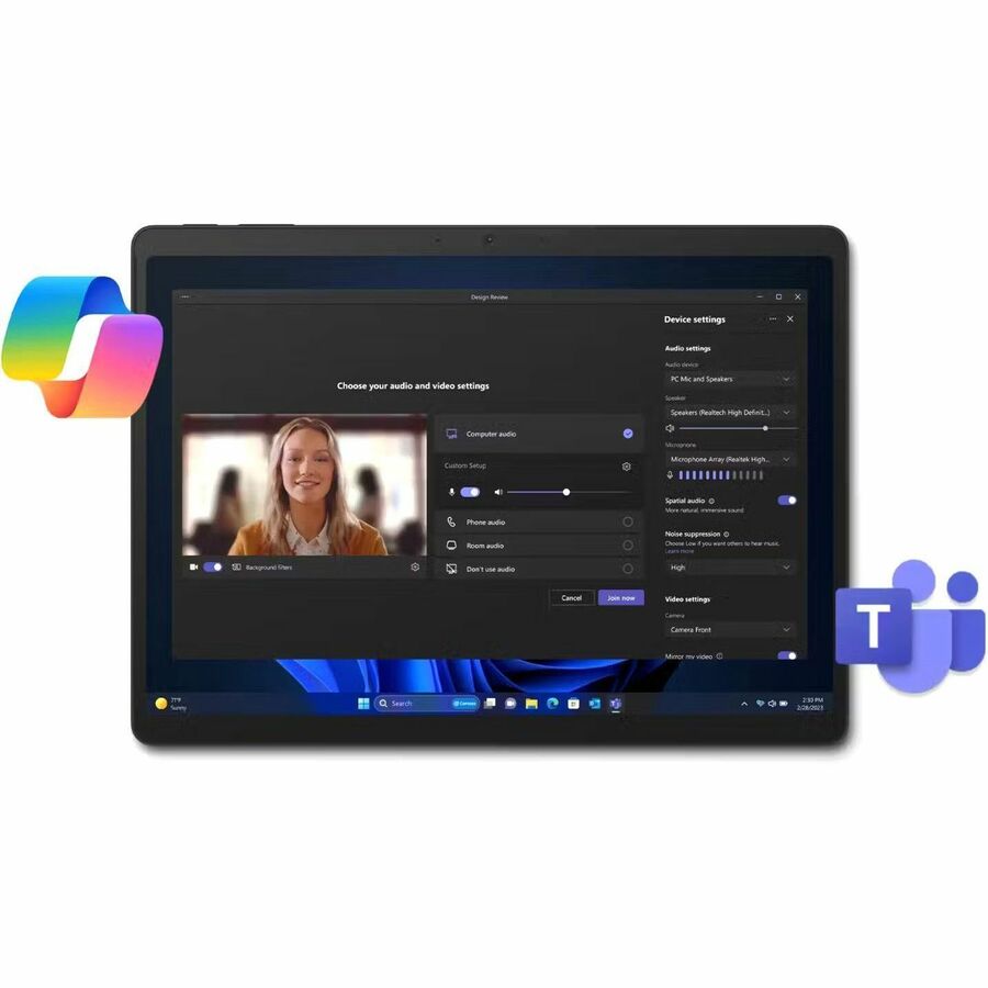 Tablette Microsoft Surface Pro 10 - 13" - Technologie vPro - 32 Go - SSD 256 Go - Windows 11 Pro - Noir ZDV-00019