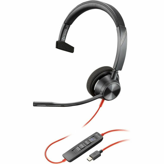 Casque USB-C monaural certifié Microsoft Teams Poly Blackwire 3310 + adaptateur USB-C/A 8X216AA