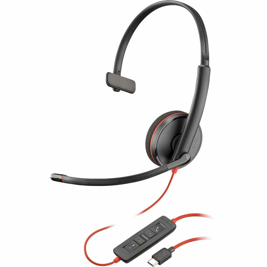 Casque USB-C monaural Poly Blackwire 3210 + adaptateur USBC/A 8X214AA