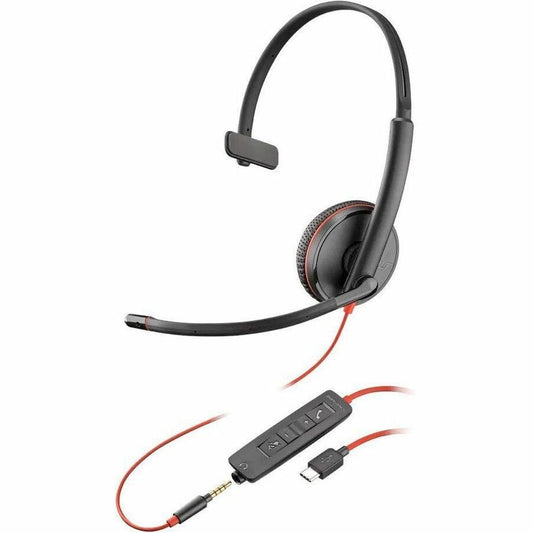 Casque USB-C monaural Poly Blackwire 3215 + prise 3,5 mm + adaptateur USB-C/A 8X227AA