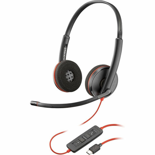 Casque stéréo USB-C Poly Blackwire 3220 + adaptateur USB-C/A (en vrac) 8X228A6