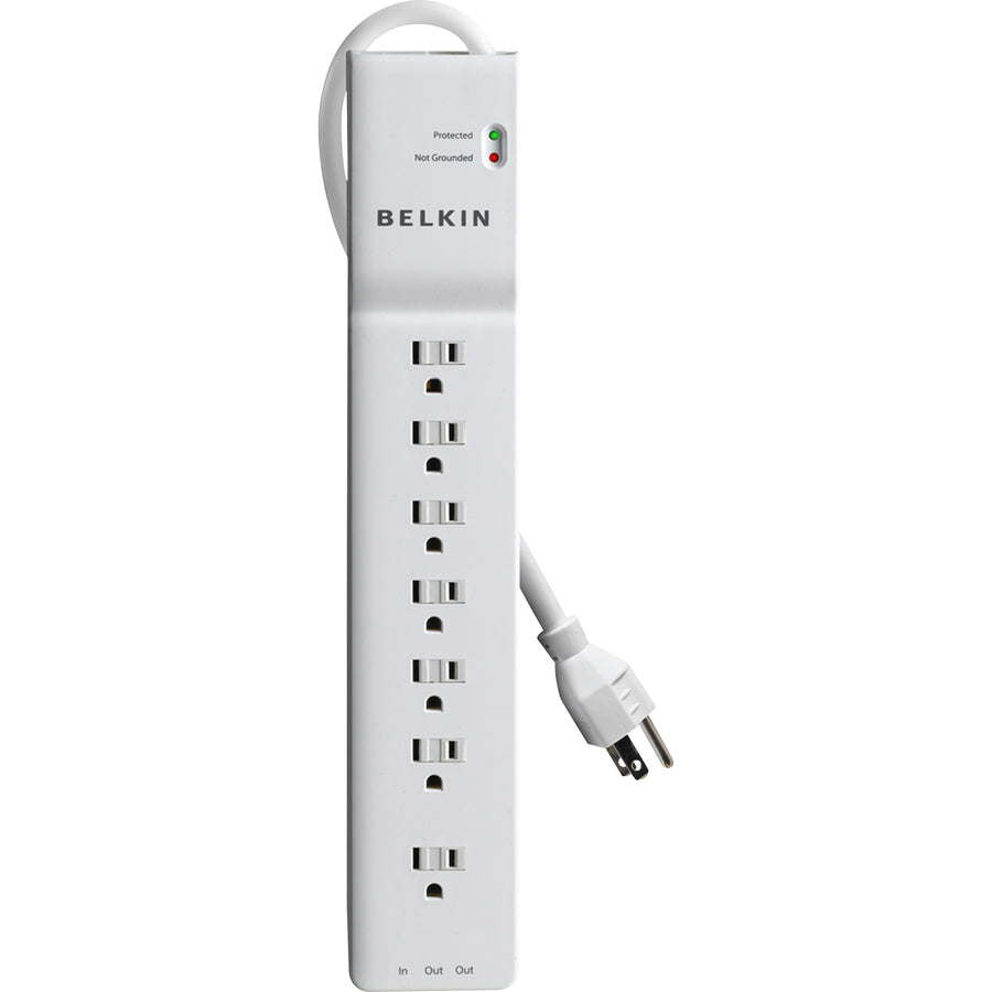 Parasurtenseur Belkin à 7 prises pour la maison/le bureau - Câble de 6 pieds - Blanc - 2160 joules BE10720006