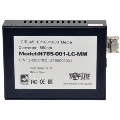 Tripp Lite by Eaton 10/100/1000 LC Multimode Media Converter, 550M, 850nm N785-001-LC-MM