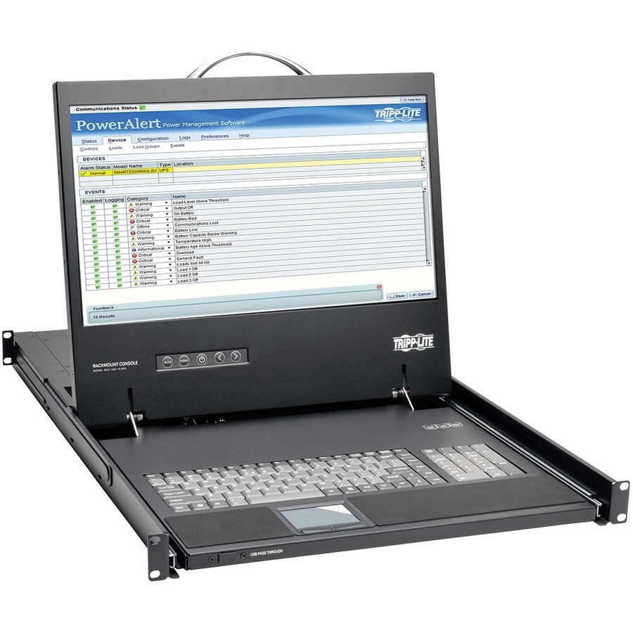 Console de montage en rack 1U Tripp Lite par Eaton avec écran LCD 19 pouces, 1920 x 1080 (1080p), vidéo DVI ou VGA, TAA B021-000-19-HD2