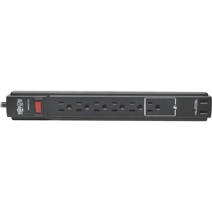 Multiprise avec parasurtenseur Tripp Lite 6 prises 2 ports USB Cordon de 6 pi Noir - 6 x NEMA 5-15R, 2 x USB - 1875 VA - 990 J - Entrée 120 V CA TLP606USBB