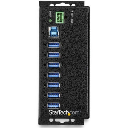StarTech.com Hub USB 7 ports avec adaptateur secteur - Hub de données USB 3.0 industriel en métal - Hub USB 3.1 Gen 1 5 Gbit/s à montage sur rail DIN, mural et sur bureau HB30A7AME