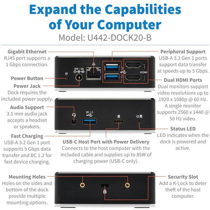 Station d'accueil Tripp Lite par Eaton U442-DOCK20-B U442-DOCK20-B