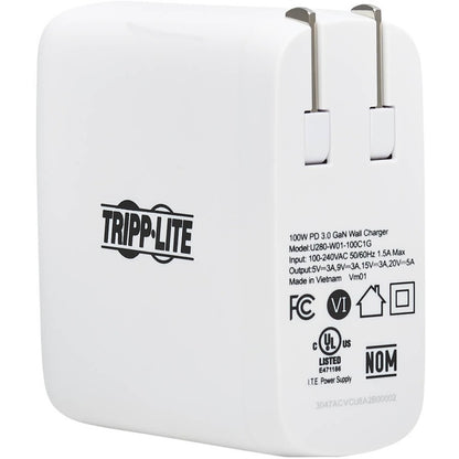 Tripp Lite by Eaton Compact 1-Port USB-C Wall Charger - GaN Technology, 100W PD3.0 Charging, White U280-W01-100C1G