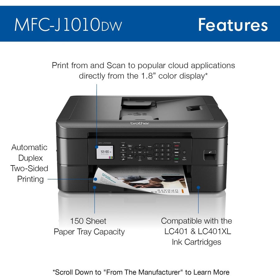 Brother MFC-J1010DW Wireless Inkjet Multifunction Printer - Color MFC-J1010DW