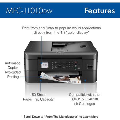 Brother MFC-J1010DW Wireless Inkjet Multifunction Printer - Color MFC-J1010DW