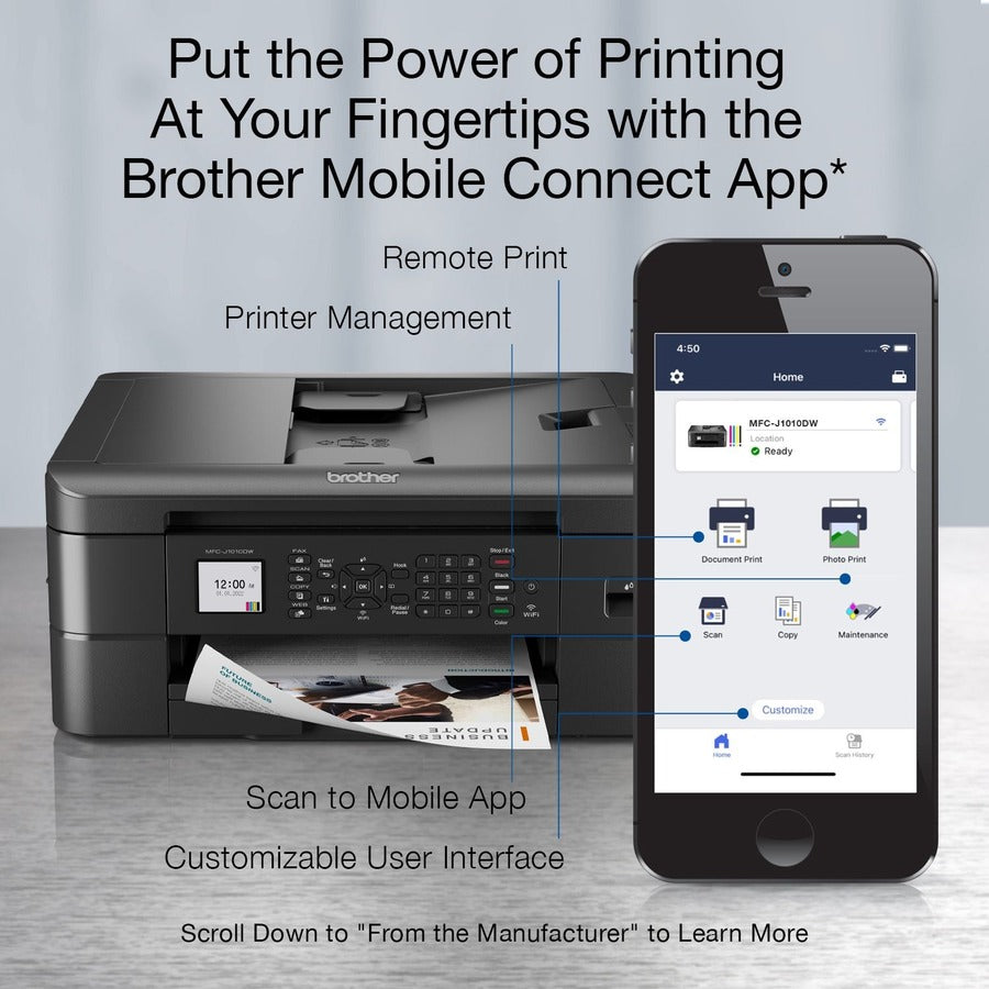 Brother MFC-J1010DW Wireless Inkjet Multifunction Printer - Color MFC-J1010DW
