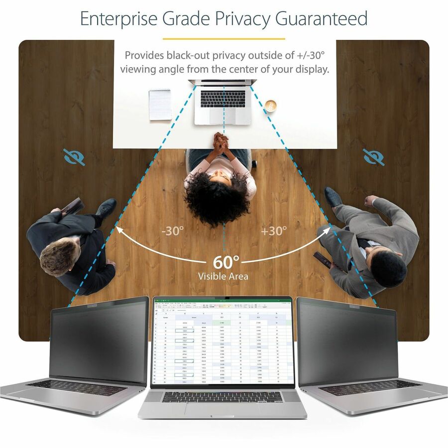 StarTech.com Écran de confidentialité pour ordinateur portable MacBook Pro 14 pouces 21/23 pouces, filtre de confidentialité antireflet avec réduction de la lumière bleue de 51 %, côtés mats/brillants 14M21-PRIVACY-SCREEN