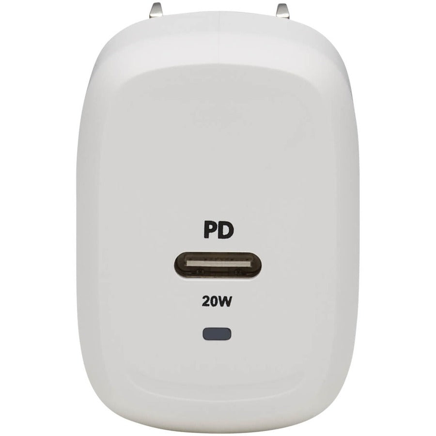 Chargeur mural compact USB-C à 1 port Tripp Lite by Eaton - Technologie GaN, charge PD 3.0 20 W, blanc U280-W01-20C1-G