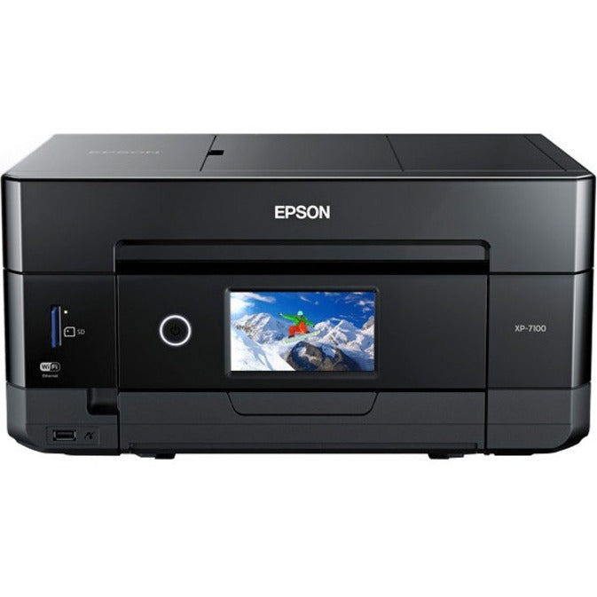 Epson Expression Premium XP-7100 Inkjet Multifunction Printer-Color-Copier/Scanner-5760x1440 dpi Print-Automatic Duplex Print-120 sheets Input-1200 dpi Optical Scan-Wireless LAN-Apple AirPrint-Epson Connect Epson iPrint-Mopria-Epson Email Print C11CH03201