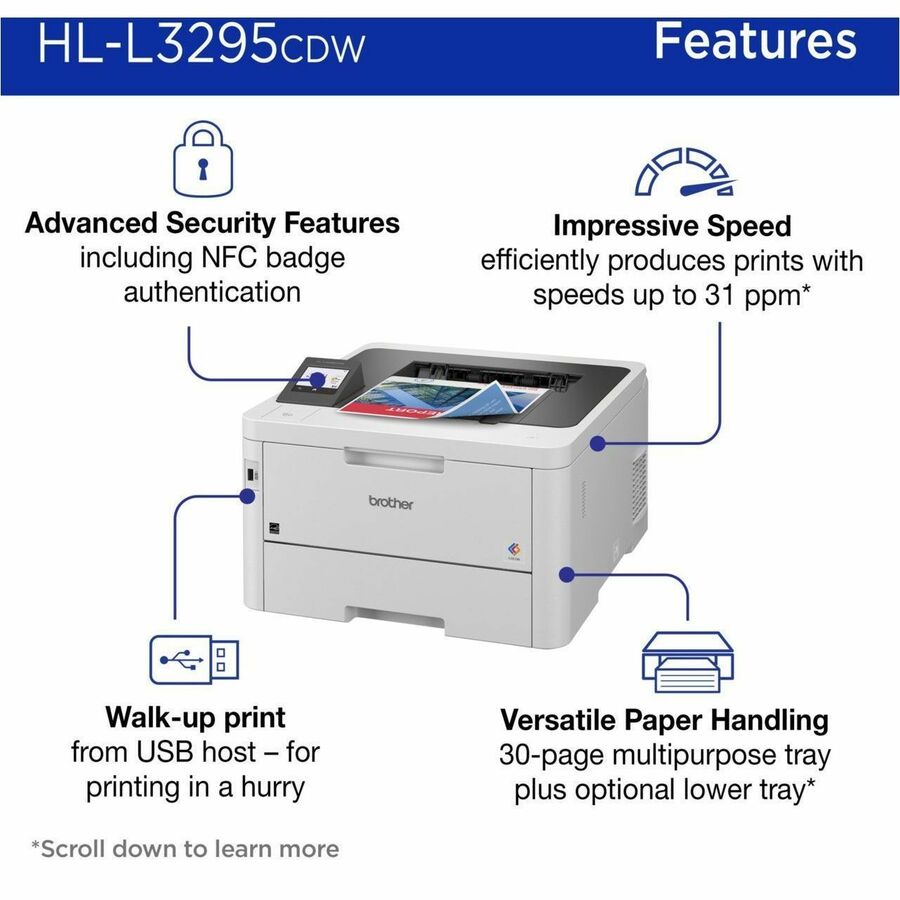 Brother HL-L3295CDW Desktop Wireless Laser Printer - Color HLL3295CDW