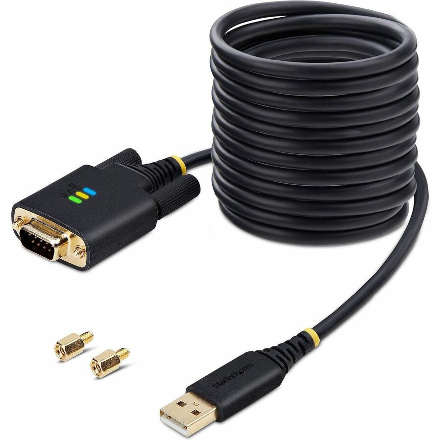StarTech.com Câble adaptateur USB vers série de 3 m, rétention COM, FTDI, DB9 RS232, vis/écrous DB9 interchangeables, Windows/macOS/Linux 1P10FFC-USB-SERIAL