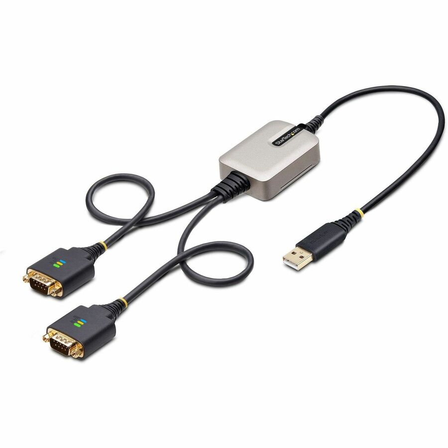 StarTech.com Câble adaptateur USB vers série 2 ports 60 cm, rétention COM, FTDI, DB9 RS232, vis/écrous DB9 interchangeables, Windows/macOS/Linux 2P1FFC-USB-SERIAL