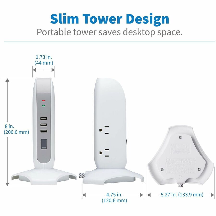 Parasurtenseur/protecteur de surtension à 5 prises Tripp Lite par Eaton TLP66USB TLP66USB