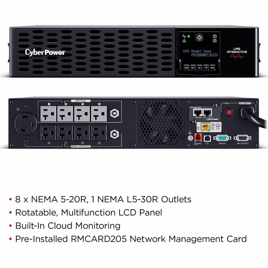 Onduleur convertible tour/rack CyberPower Smart App Sinewave PR3000RT2UCN 3 000 VA PR3000RT2UCN