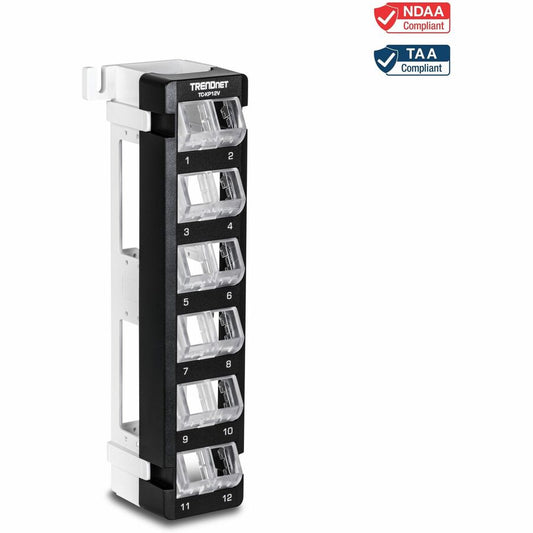 Panneau de brassage Keystone à 12 ports pour montage mural incliné et vierge TRENDnet TC-KP12V