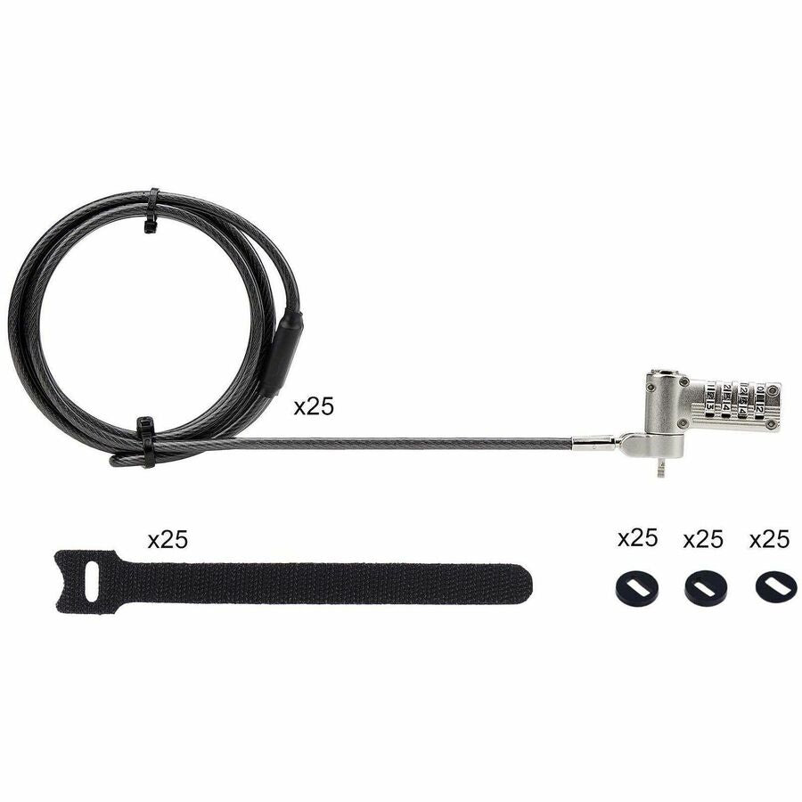 StarTech.com Lot de 25 câbles de sécurité universels pour ordinateur portable de 2 m, sériels, compatibles avec Noble Wedge®/Nano/K-Slot UNIVCS25-LAPTOP-LOCK
