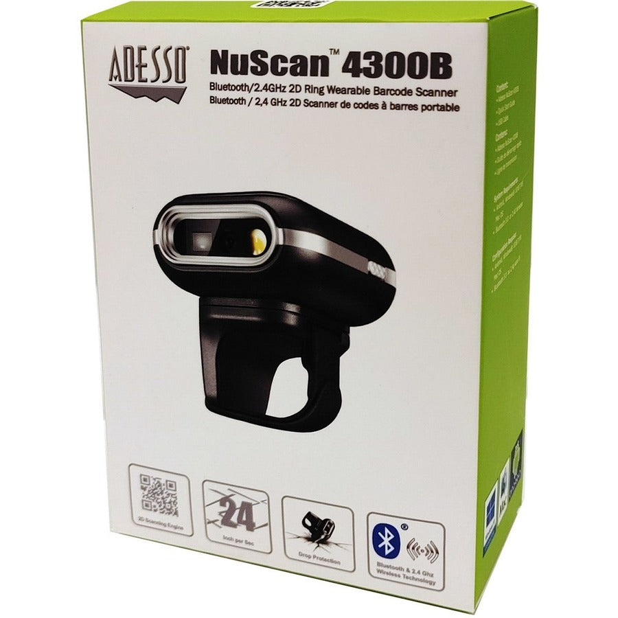 Lecteur de codes-barres portable Bluetooth 2D Ring Adesso NuScan 4300B NUSCAN4300B
