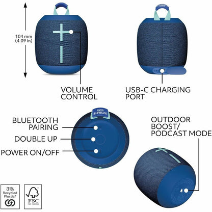 Système d'enceintes Bluetooth portable Ultimate Ears WONDERBOOM 4 - Bleu cobalt 984-001877