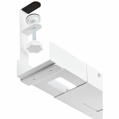 StarTech.com Under Desk Cable Management Tray, Length Adjustable, Clamp-On Installation, No Drilling Required, White CALW-DESK-CABLE-TRAY