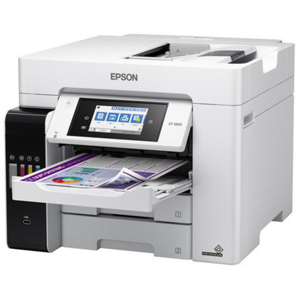 Epson ET-5850 Inkjet Multifunction Printer-Color-Copier/Fax/Scanner-4800x1200 dpi Print-Automatic Duplex Print-66000 Pages-550 sheets Input-1200 dpi Optical Scan-Color Fax-Wireless LAN-Epson Connect-Epson Email Print-Epson iPrint-Mopria C11CJ29201