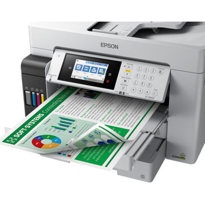 Epson ET-16600 Inkjet Multifunction Printer-Color-Copier/Fax/Scanner-4800x1200 dpi Print-Automatic Duplex Print-66000 Pages-550 sheets Input-1200 dpi Optical Scan-Color Fax-Wireless LAN-Epson Connect-Epson Email Print-Epson iPrint-Mopria C11CH72201