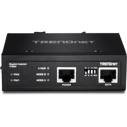 Injecteur PoE+ Gigabit industriel renforcé TRENDnet 60 W, montage sur rail DIN, boîtier IP30, comprend des supports pour rail DIN et muraux, TI-IG60 TI-IG60