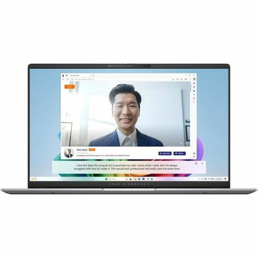 Ordinateur portable Asus Vivobook S 15 S5507 S5507QA-SB91-CB 15,6" - 3K - Qualcomm Snapdragon X Elite X1E-78-100 - 16 Go - SSD 1 To - Argent cool S5507QA-SB91-CB