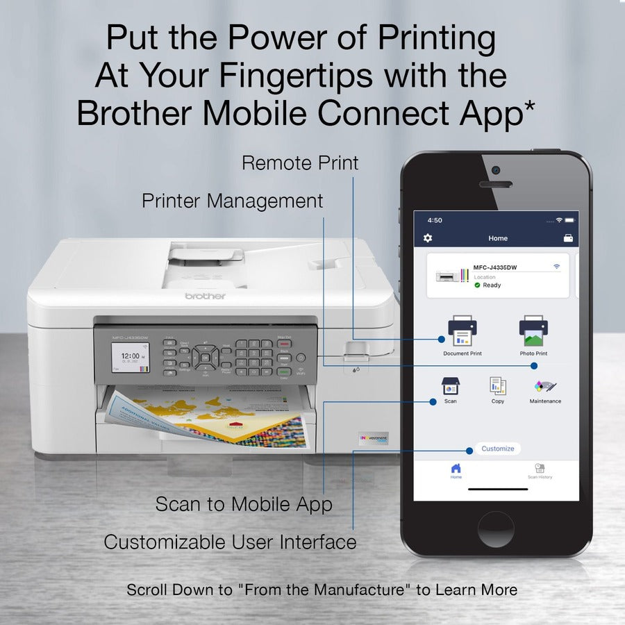 Brother INKvestment Tank MFC-J4335DW Wireless Inkjet Multifunction Printer - Color MFCJ4335DW