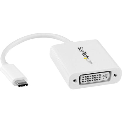 StarTech.com USB C to DVI Adapter - White - Thunderbolt 3 Compatible - 1920x1200 - USB-C to DVI Adapter for USB-C devices such as your 2018 iPad Pro - DVI-I Converter CDP2DVIW