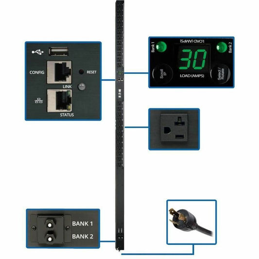 PDU monophasé surveillé de 2,9 kW PDUMNV30LX de Tripp Lite par Eaton PDUMNV30LX
