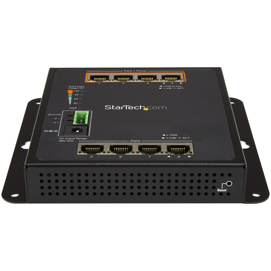StarTech.com Industrial 8 Port Gigabit PoE Switch - 4 x PoE+ 30W - Power Over Ethernet GbE Layer/L2 Managed Network Switch -40C to +75C IES81GPOEW
