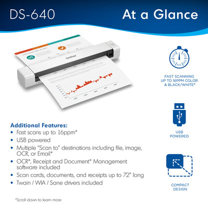 Brother DSMobile DS-640 Sheetfed Scanner - 600 dpi Optical DS-640