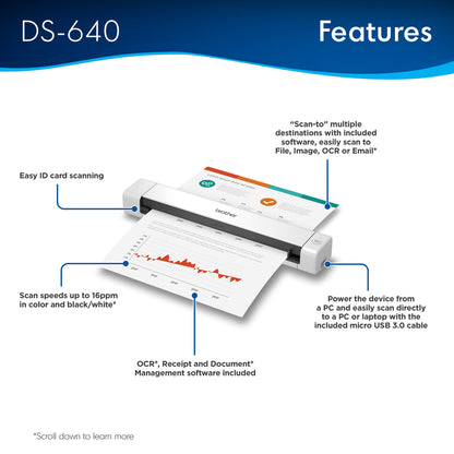 Brother DSMobile DS-640 Sheetfed Scanner - 600 dpi Optical DS-640